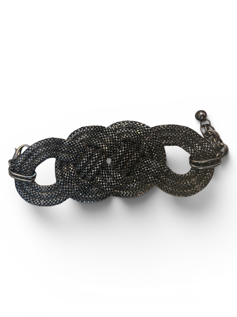 Art Deco Gunmetal Knot Link Bracelet